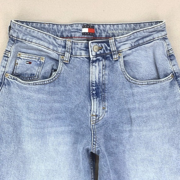 Tommy Hilfiger Jeans Womens 31 Charlie Mid-Loose Wide Leg Light Wash Stretch - Picture 2 of 16